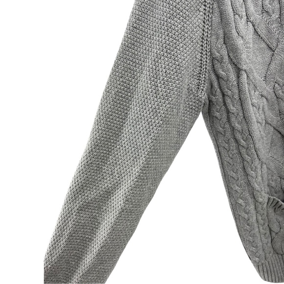 Tasso Elba men’s collared cardigan light gray M cable knit casual office fall - Picture 2 of 7